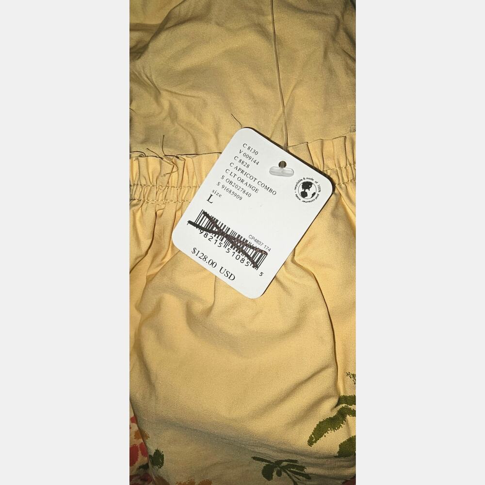 NWT FREE PEOPLE Deserted Island Poplin Mini Dress $128 LARGE Apricot Combo - Picture 5 of 5